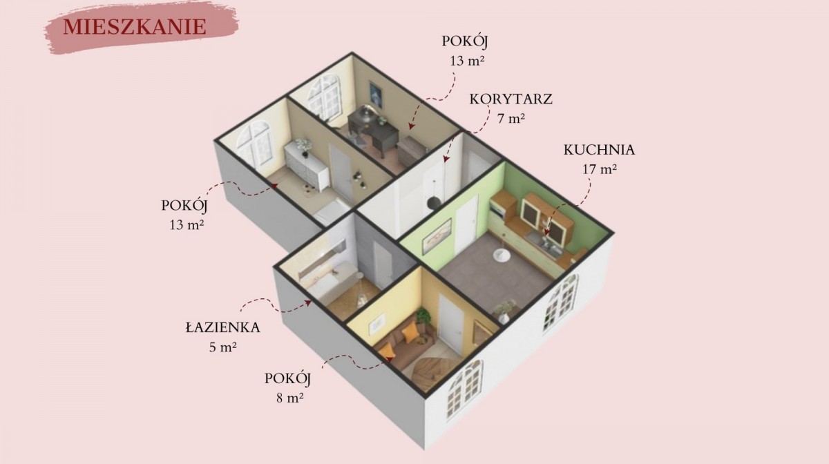Mieszkanie 3 pokoi 62 m² Bierzglin, Polska
