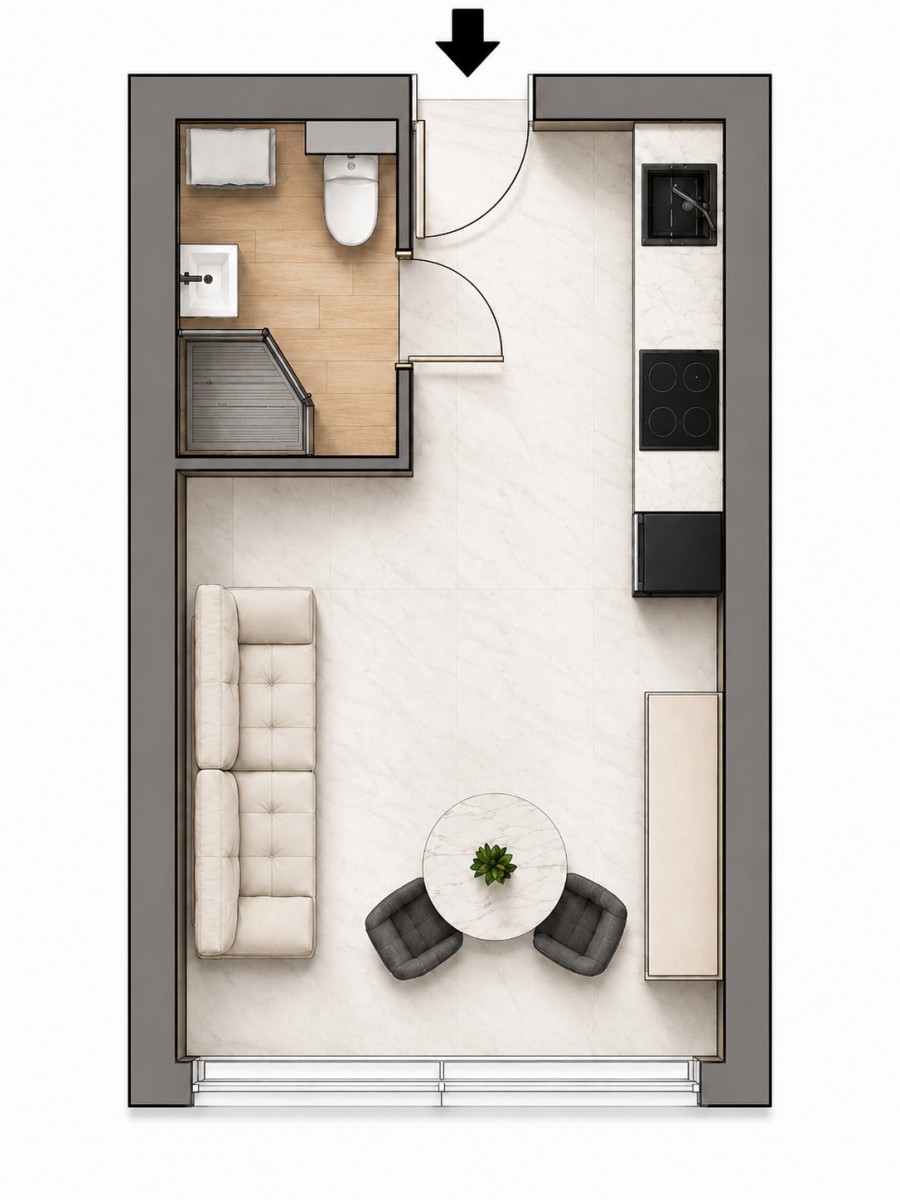 1 room apartment 19 m² Warsaw, Poland