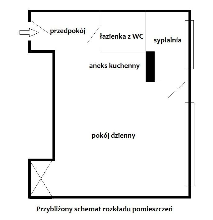 2 room apartment 28 m² in Warsaw, Poland