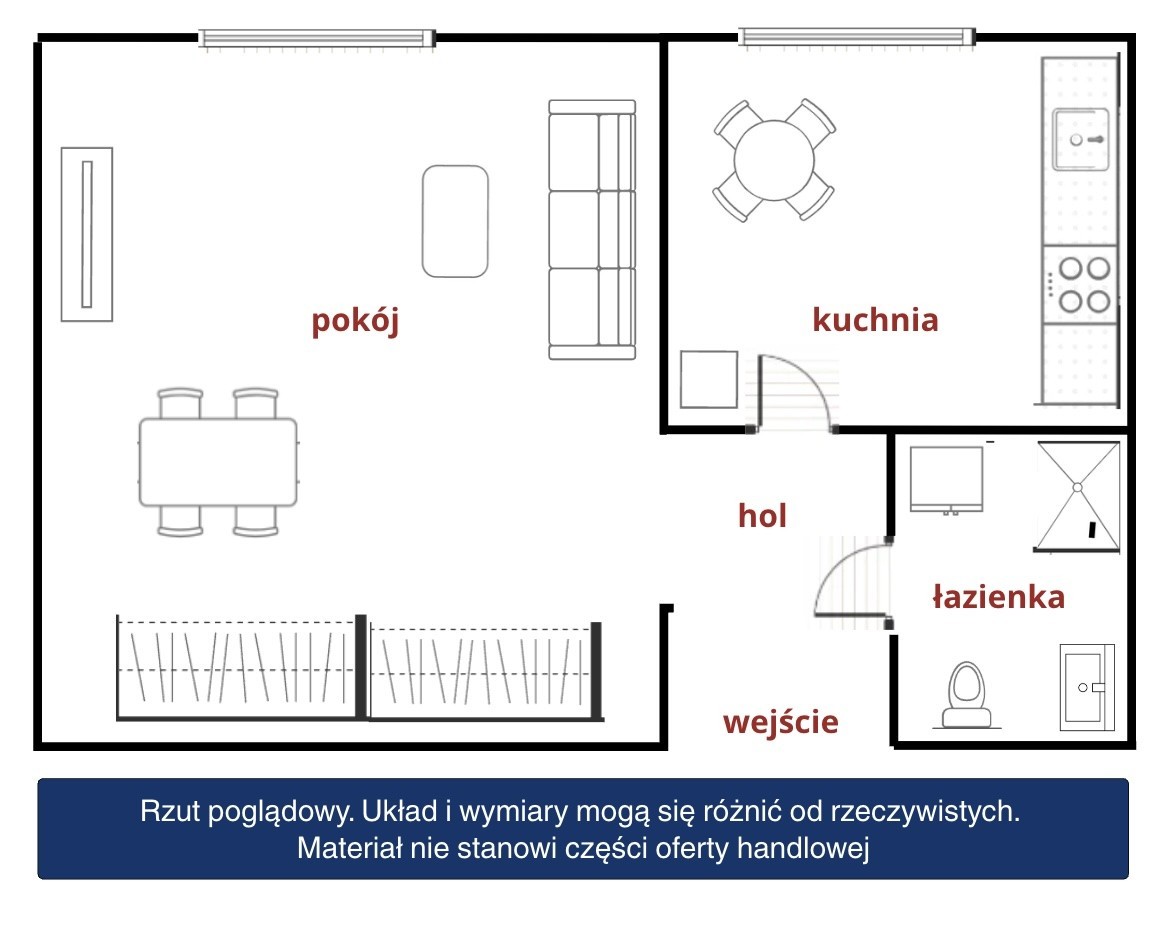 1 room apartment 33 m² in Warsaw, Poland
