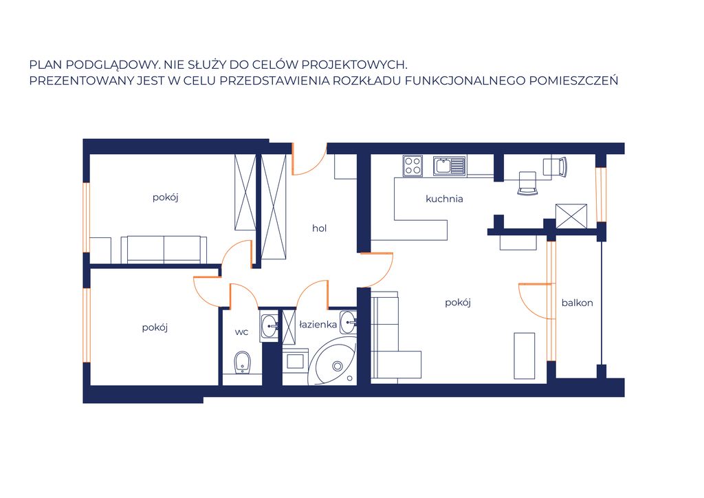 3 room apartment 64 m² in Warsaw, Poland