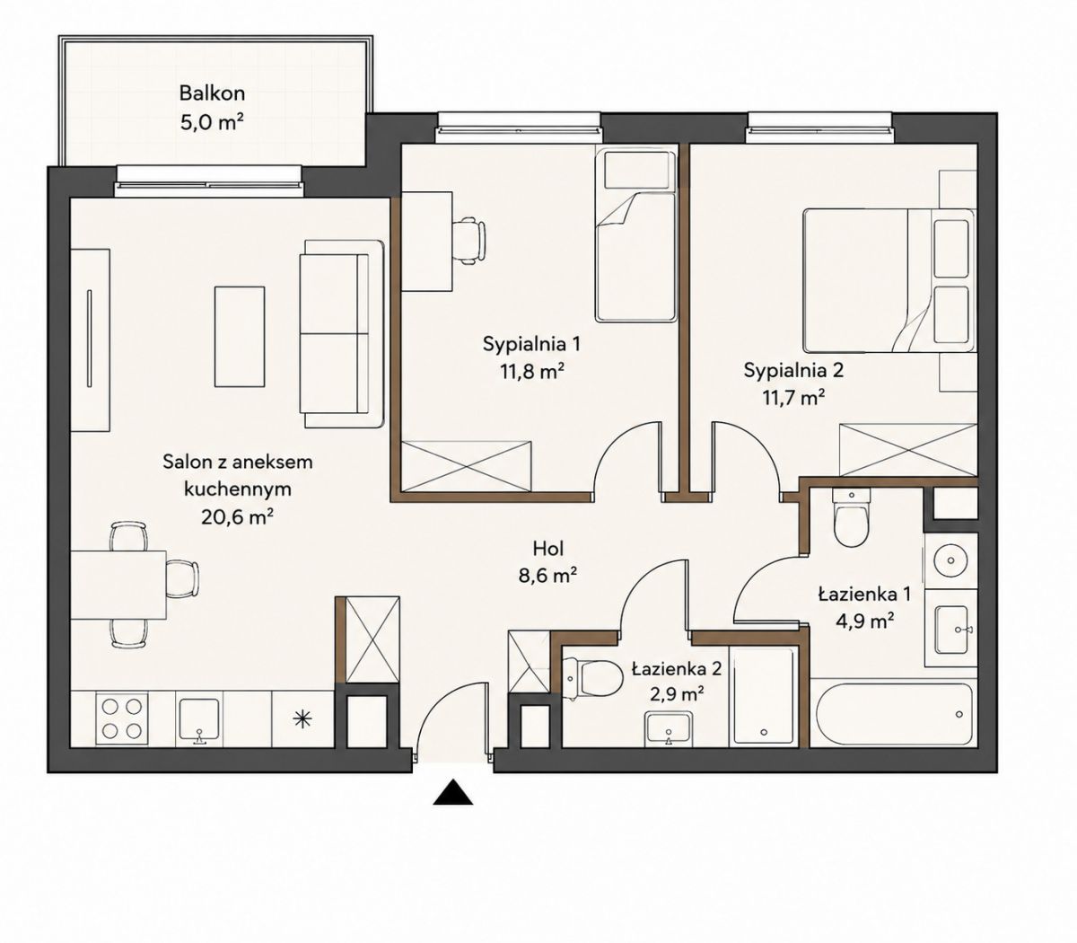 3 room apartment 61 m² Warsaw, Poland